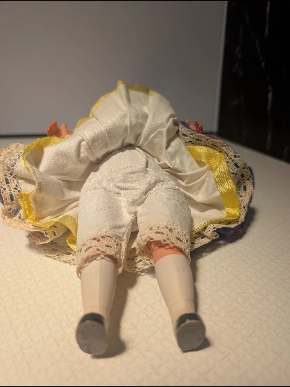 Vintage Austrian Trachen-Puppen Costume Doll with Blue, White & Red Outfit